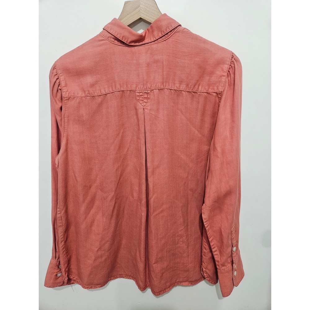 Chicos Terracotta Coral Tencel Lyocell Button Down Shirt Size 2 Large 12/14 - Picture 6 of 6